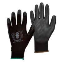 Warrior Black PU Coated Gloves. Size 8